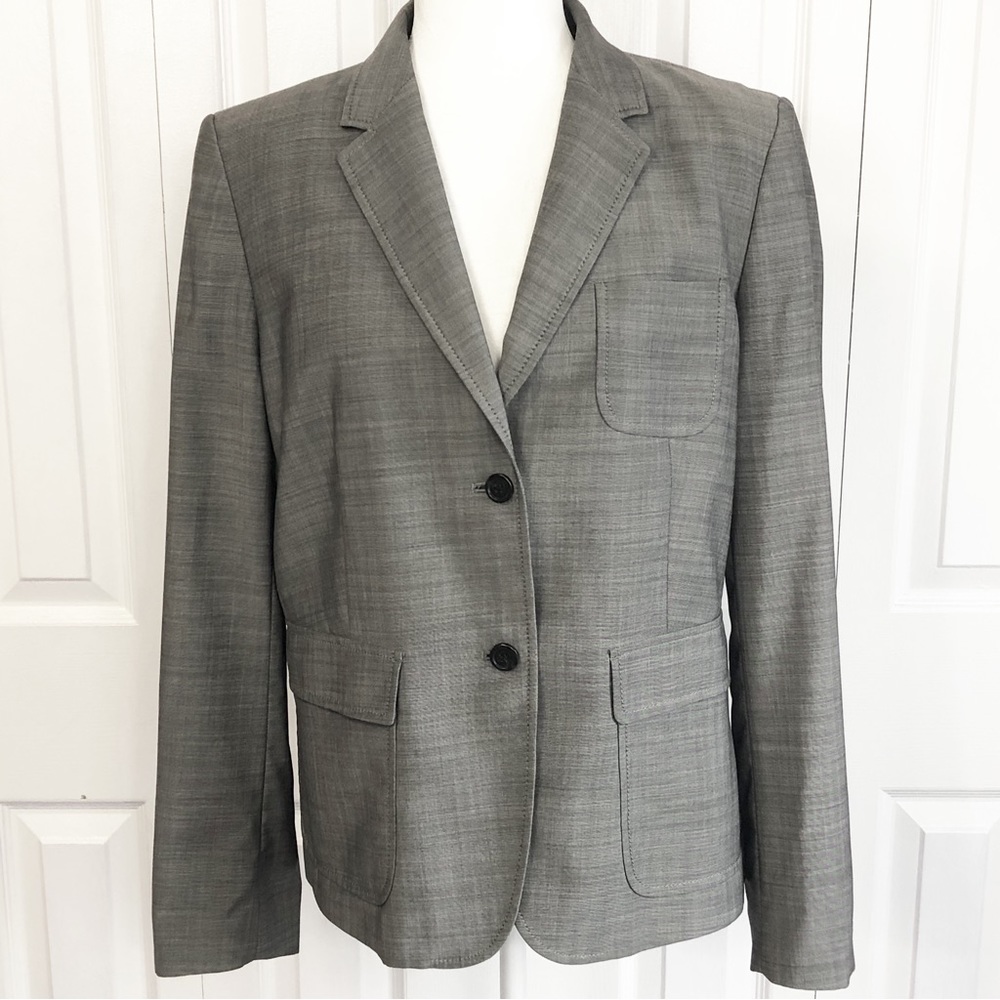 J. Crew Classic Gray Business 100% Wool Two-Button Blazer Jacket 14